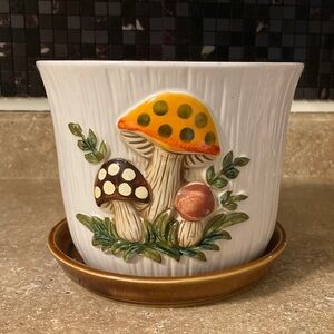 Merry Mushroom Vintage Planter with Saucer